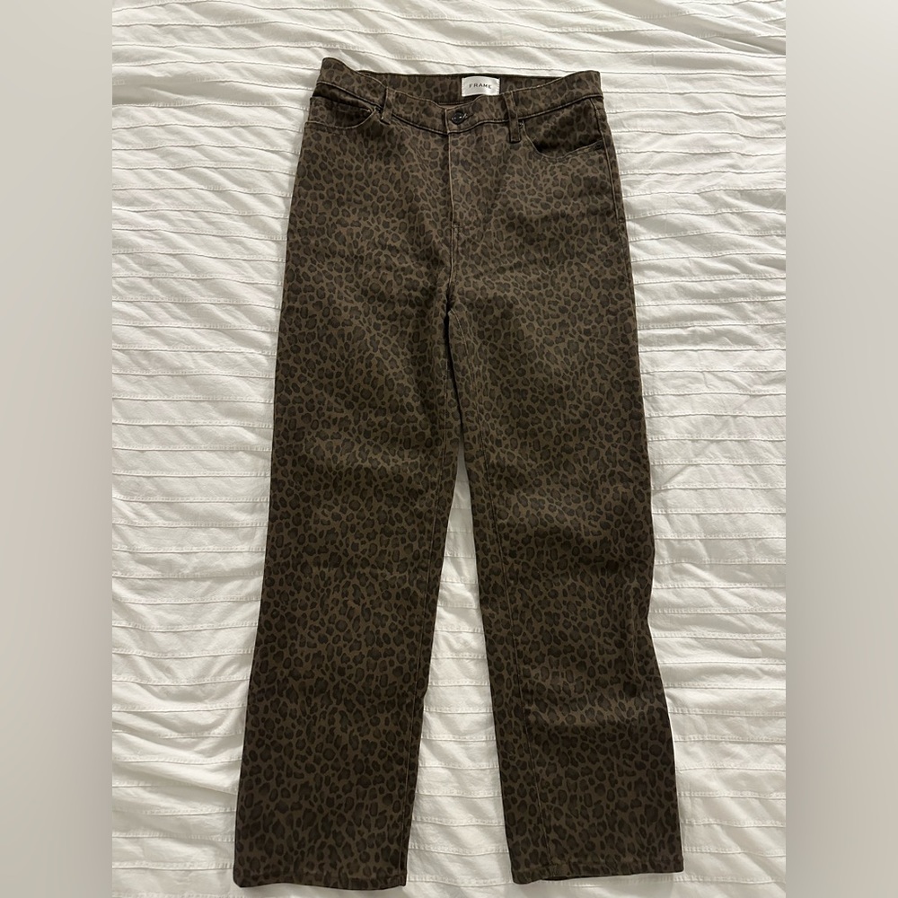 Frame Le Sleek Straight Leopard Denim